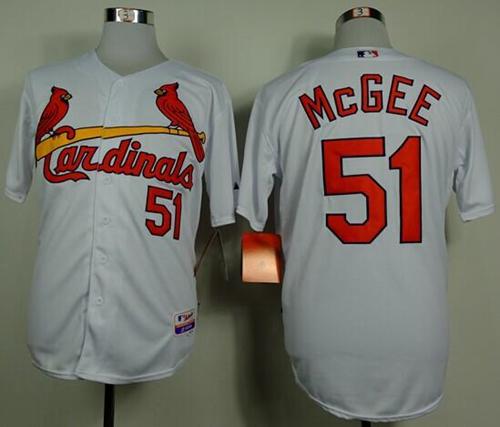 Cardinals #51 Willie McGee White Cool Base Stitched MLB Jersey - Click Image to Close
